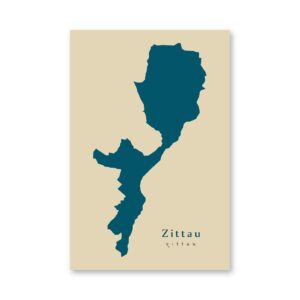 Zittau Karte (Sachsen) - Moderne Landkarte - Wandbild Kunstdruck Poster Map