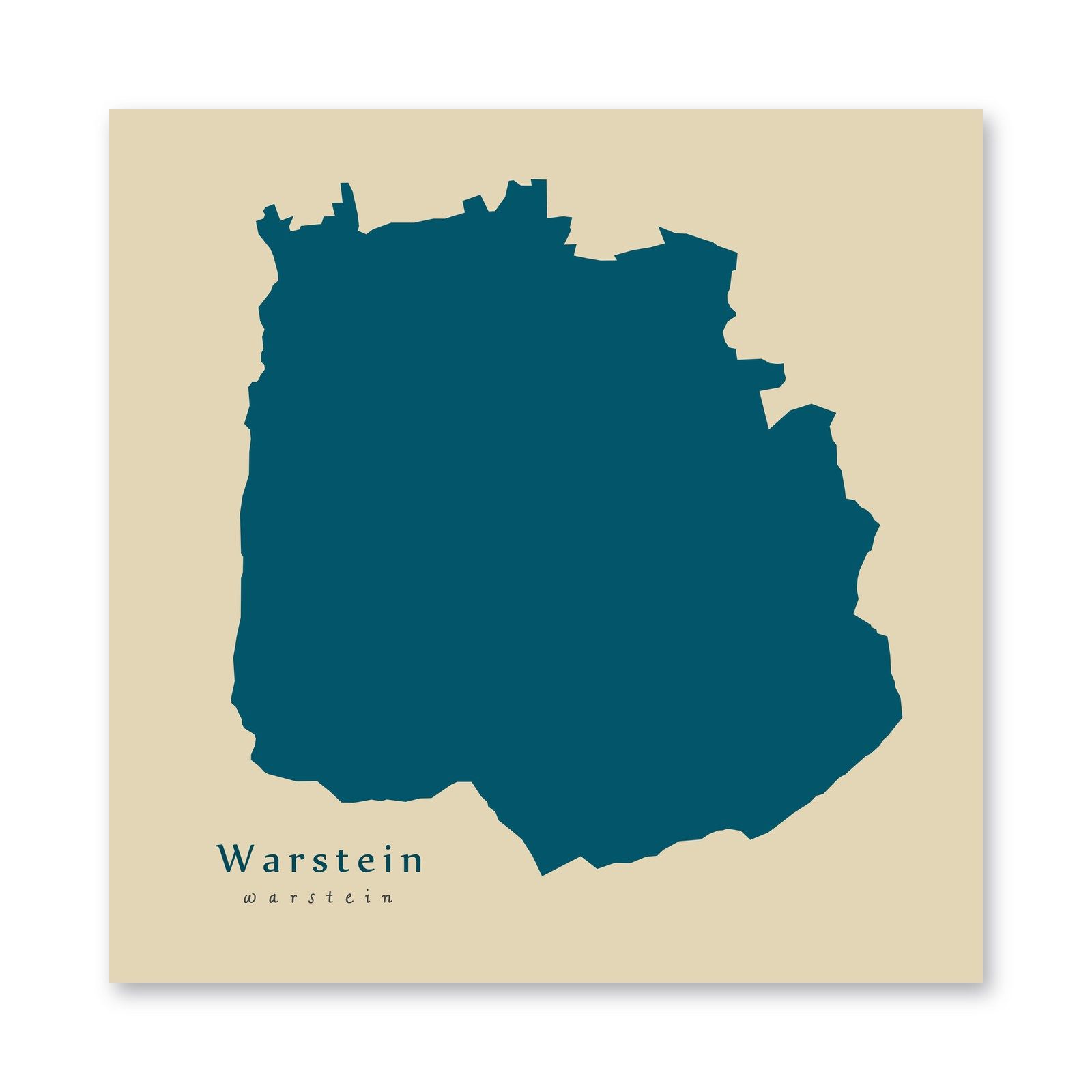 Warstein Karte (Nordrhein-Westfalen) - Moderne Landkarte - Wandbild Kunstdruck Poster Map