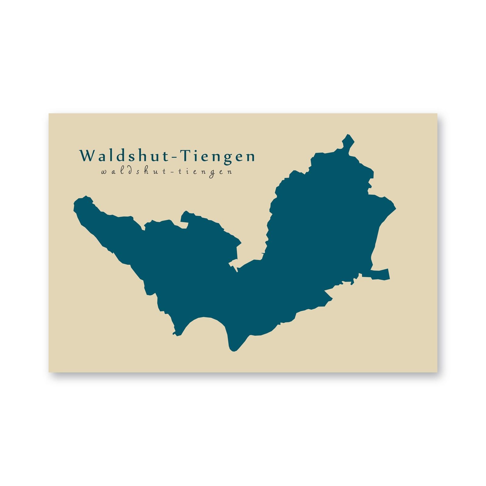 Waldshut-Tiengen Karte (Baden-Württemberg) - Moderne Landkarte - Wandbild Kunstdruck Poster Map