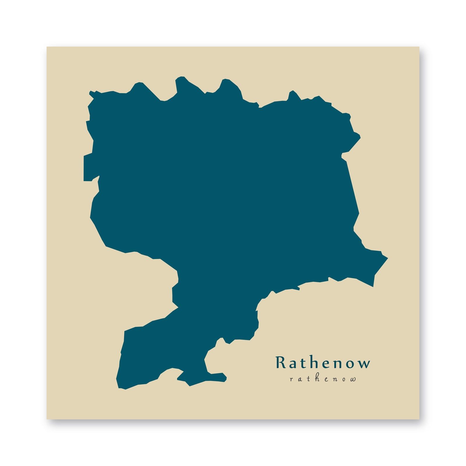 Rathenow Karte (Brandenburg) - Moderne Landkarte - Wandbild Kunstdruck Poster Map