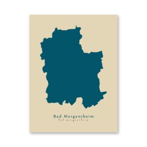 Bad Mergentheim Karte (Baden-Württemberg) - Moderne Landkarte - Wandbild Kunstdruck Poster Map