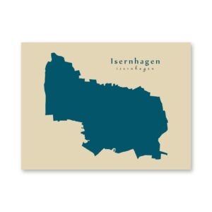 Isernhagen Karte (Niedersachsen) - Moderne Landkarte - Wandbild Kunstdruck Poster Map
