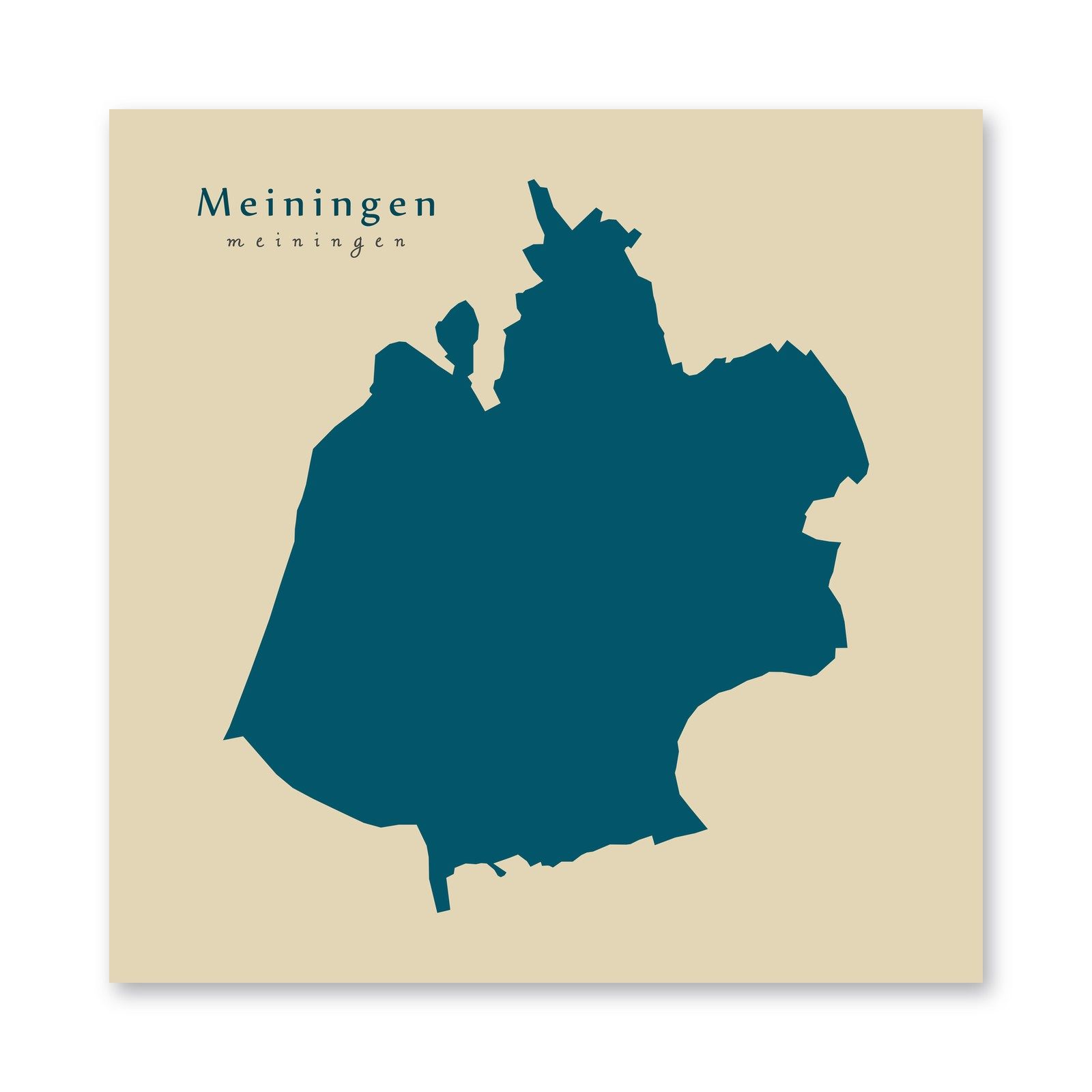 Meiningen Karte (Thüringen) - Moderne Landkarte - Wandbild Kunstdruck Poster Map
