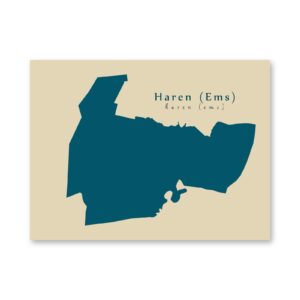 Haren (Ems) Karte (Niedersachsen) - Moderne Landkarte - Wandbild Kunstdruck Poster Map