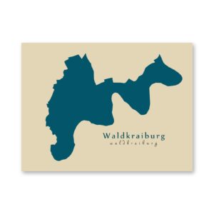 Waldkraiburg Karte (Bayern) - Moderne Landkarte - Wandbild Kunstdruck Poster Map