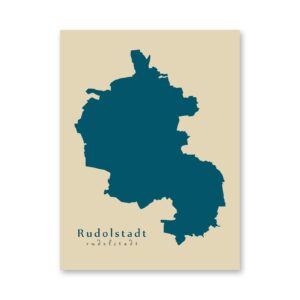 Rudolstadt Karte (Thüringen) - Moderne Landkarte - Wandbild Kunstdruck Poster Map