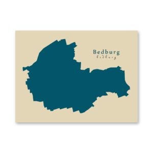 Bedburg Karte (Nordrhein-Westfalen) - Moderne Landkarte - Wandbild Kunstdruck Poster Map