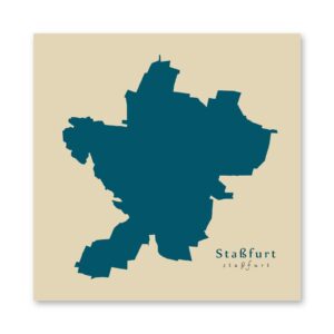 Staßfurt Karte (Sachsen-Anhalt) - Moderne Landkarte - Wandbild Kunstdruck Poster Map